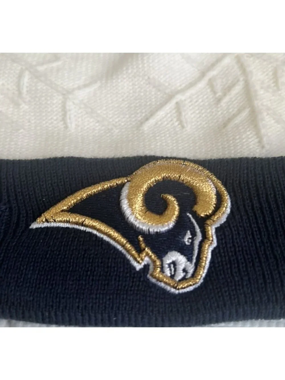 NFL Los Angeles Rams Pom Pom Snowflake Embossed Detail Beanie Hat